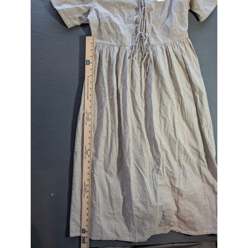 Roolee In My Dreams Front Tie Midi Dress Women’s M Sienna Brown Stripe NWT - Picture 4 of 6